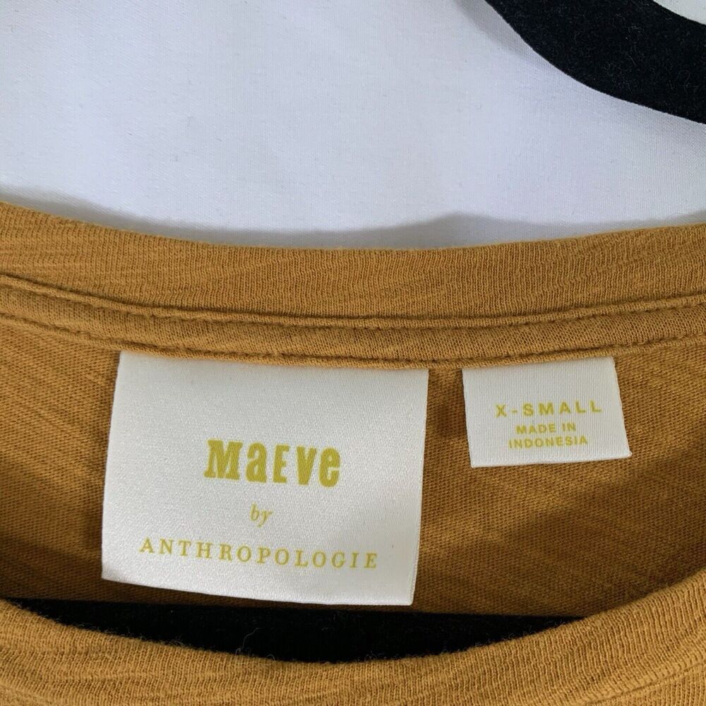 Maeve Anthropologie Blouse Women's XS Yellow Short Sleeve Round Neck - Picture 2 of 7